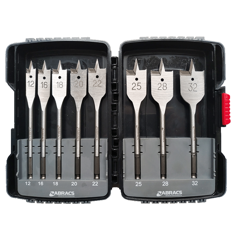 Abracs 8-Piece Flat Wood Drill Bit Set 12–32mm