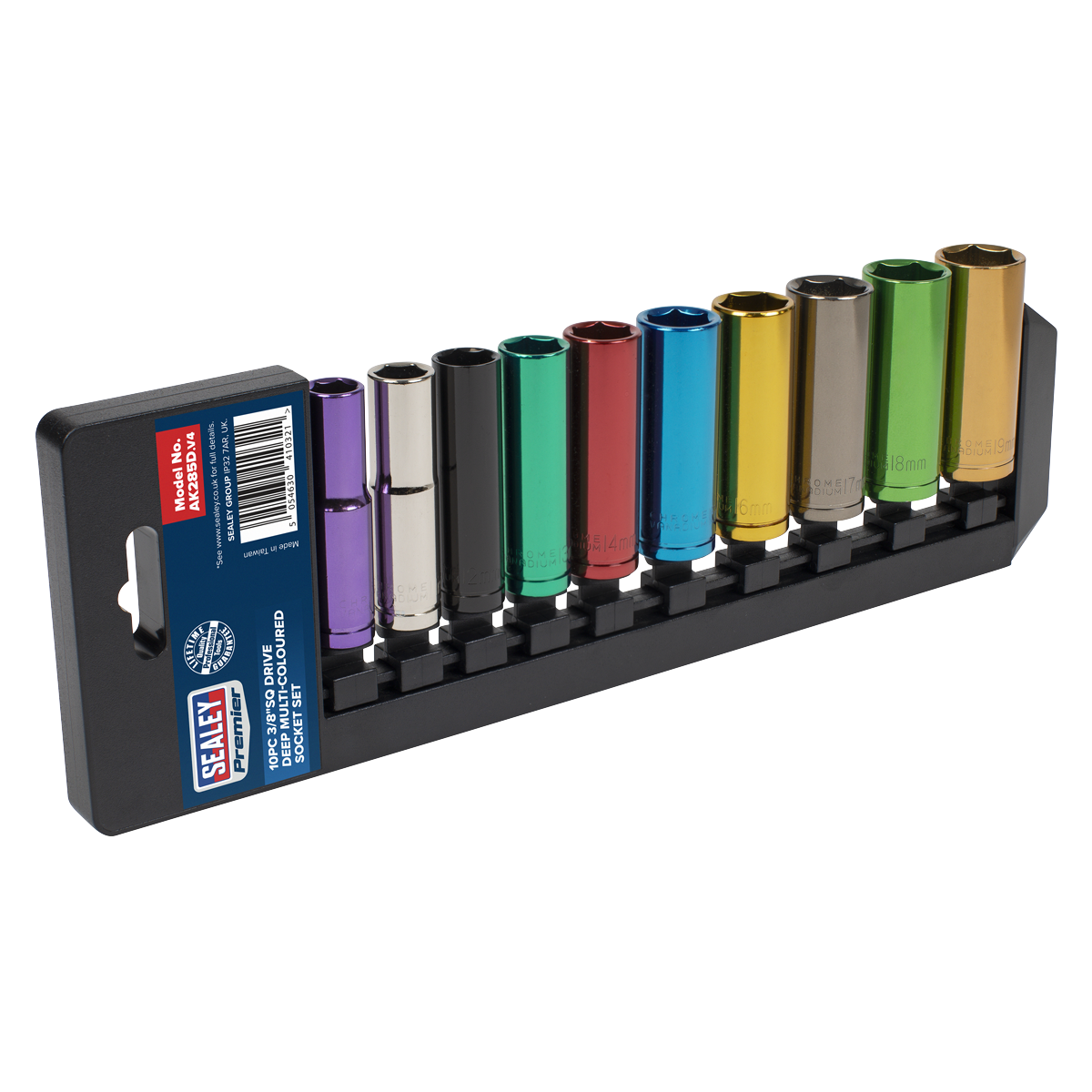 Sealey AK285D Premier Deep Colour-Coded Socket Set 3/8in Drive – 10 Piece
