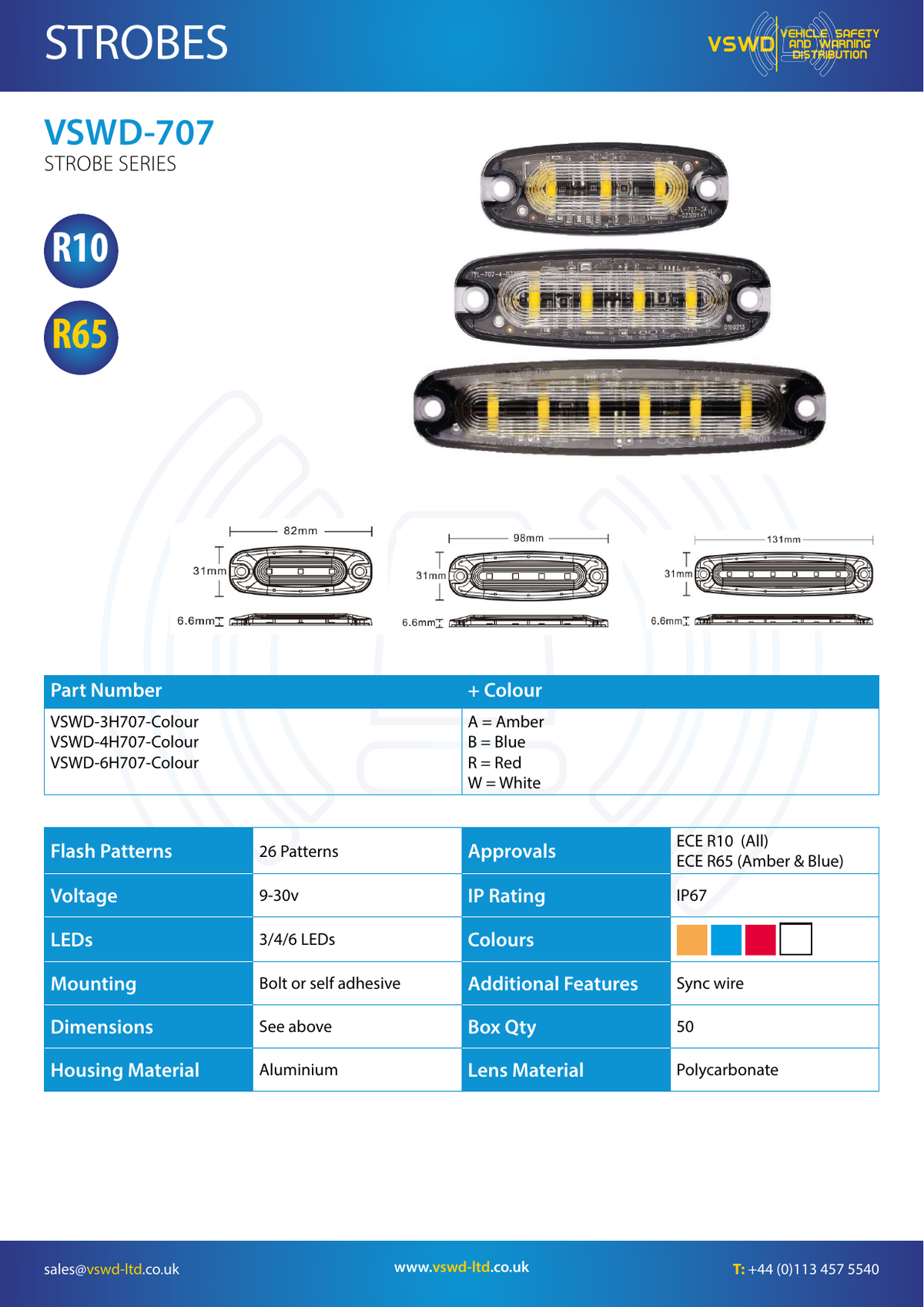 VSWD 707 Series LED Strobe - official product information