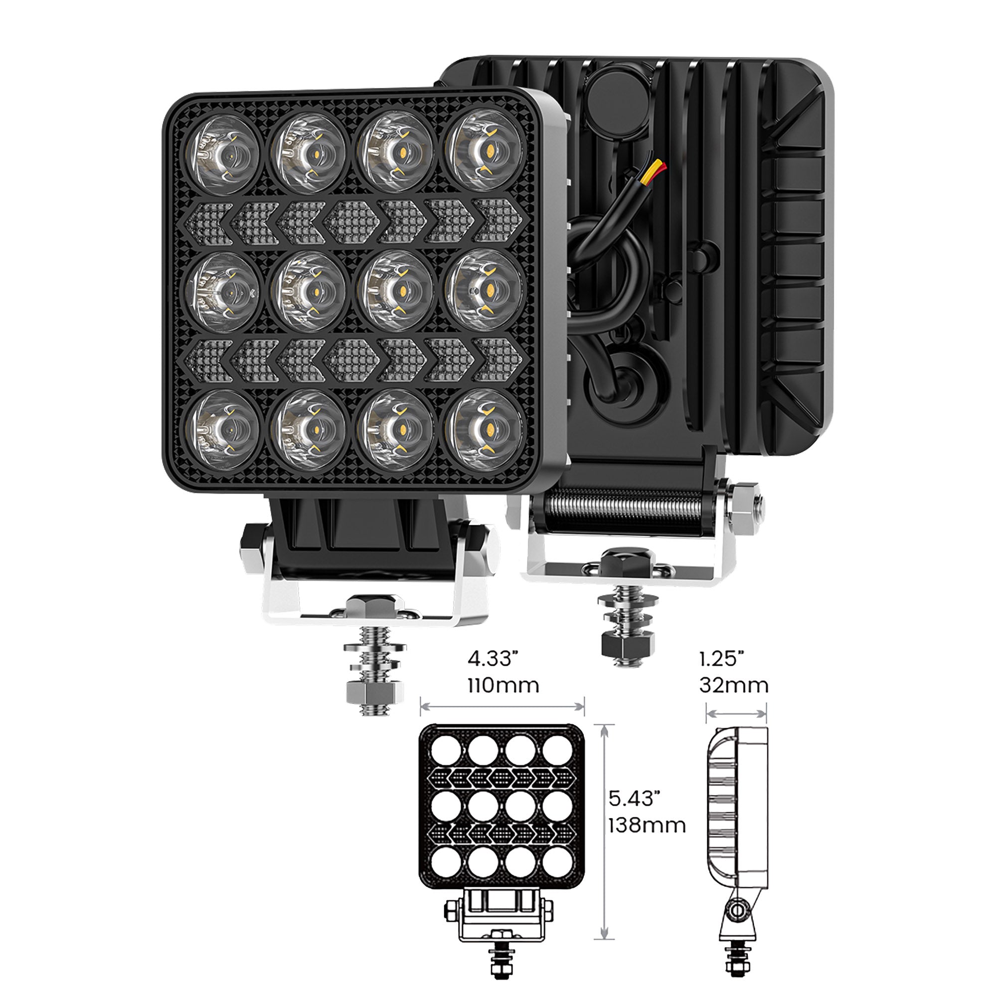 VSWD OR402 Odyssey 4-inch Square LED Off-Road Lamp with Position Light - 2000lm