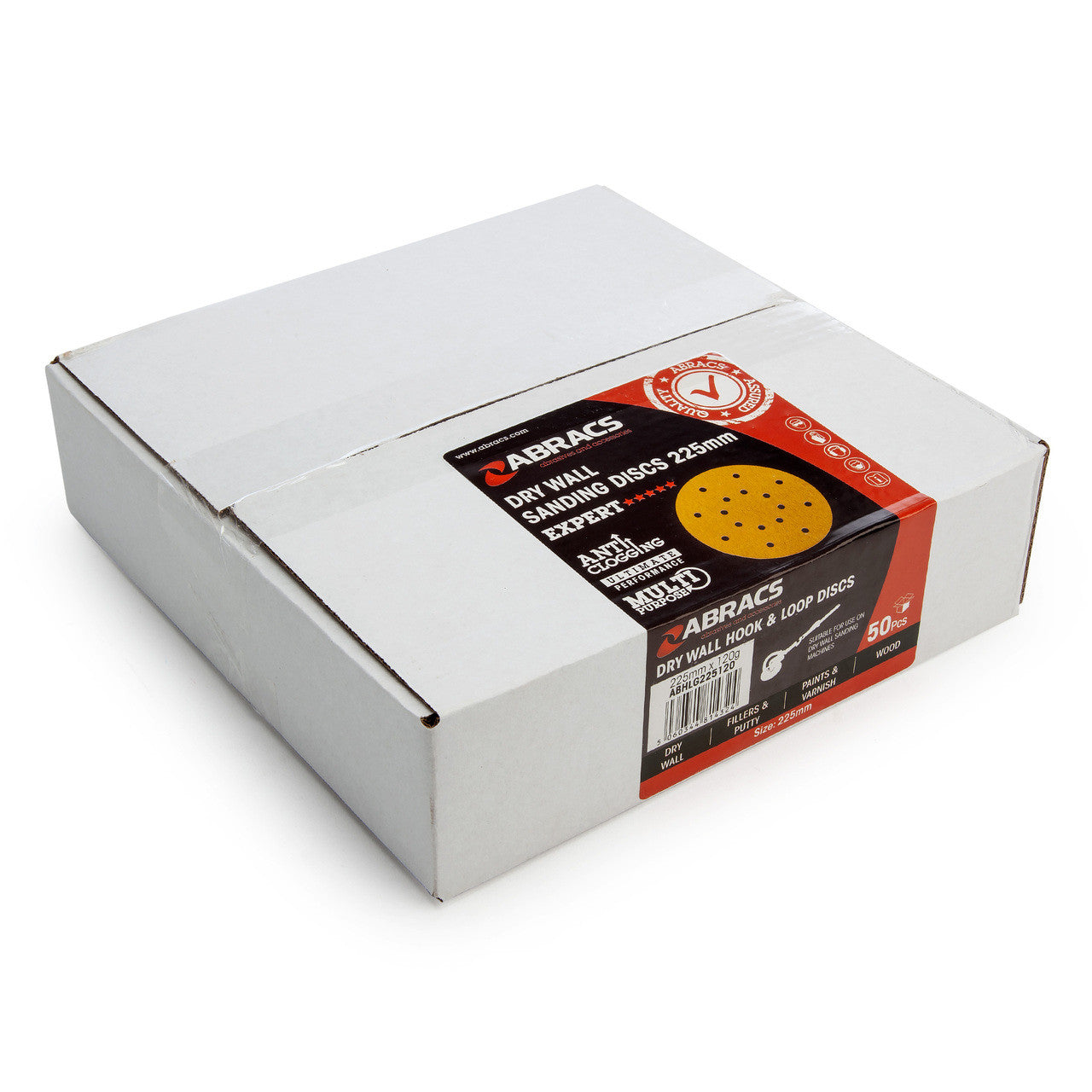 Abracs 225mm 120 grit drywall sanding discs pack of 50