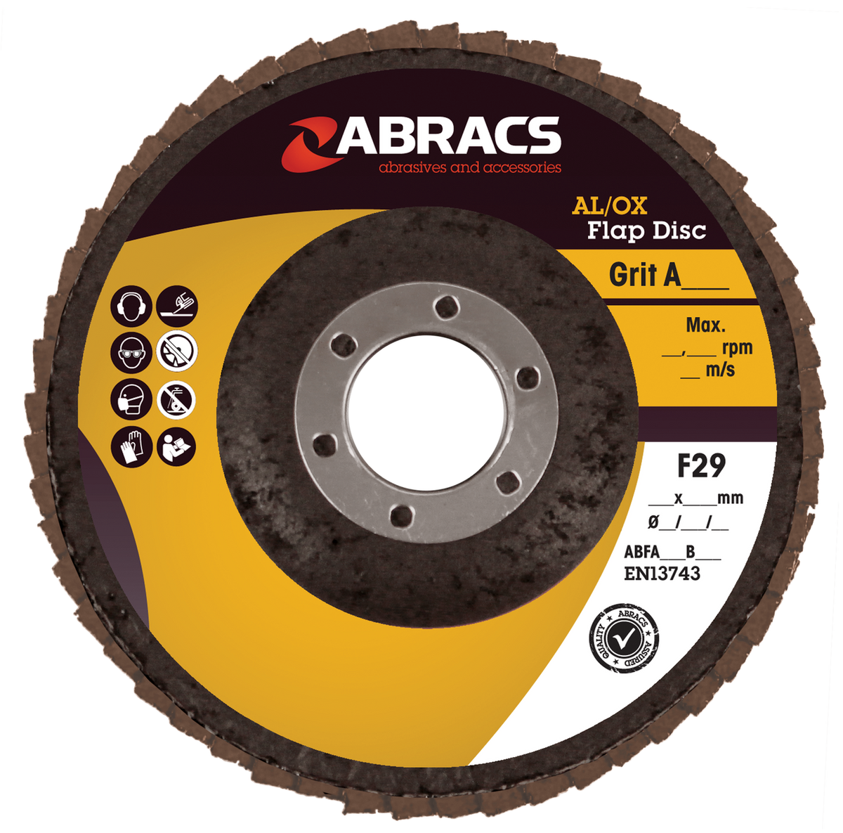 Abracs 115mm 80 grit aluminium oxide flap disc