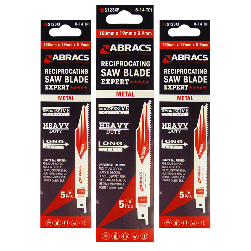 Abracs Expert Metal Reciprocating Saw Blades 150mm - Fast Cut - Pack of 5