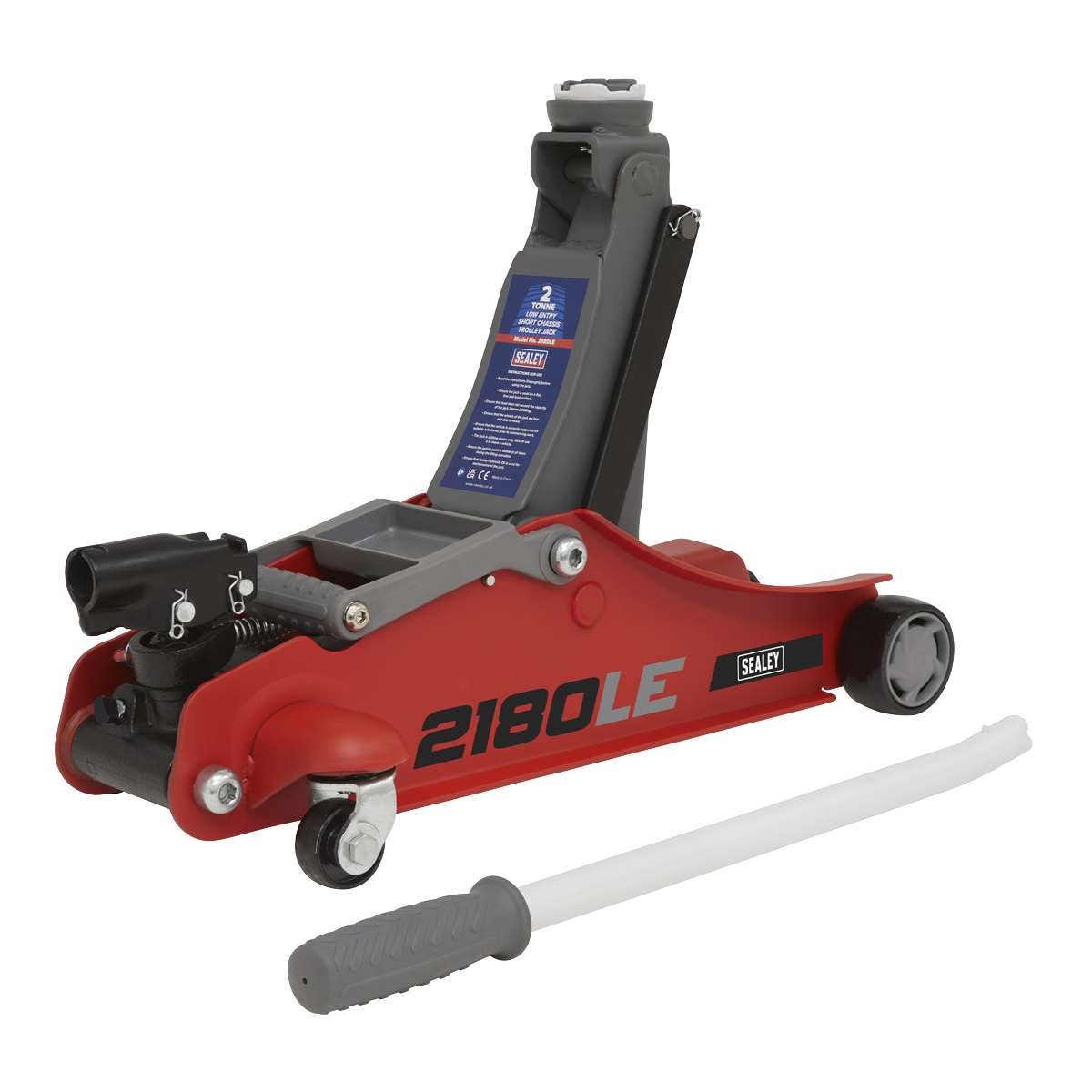Sealey 2180LE 2-tonne low-entry trolley jack with 180-degree handle
