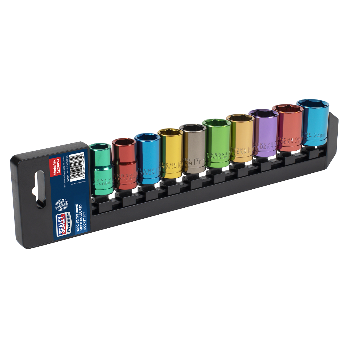 Sealey AK288 Premier Colour-Coded Socket Set 1/2in Drive – 10 Piece