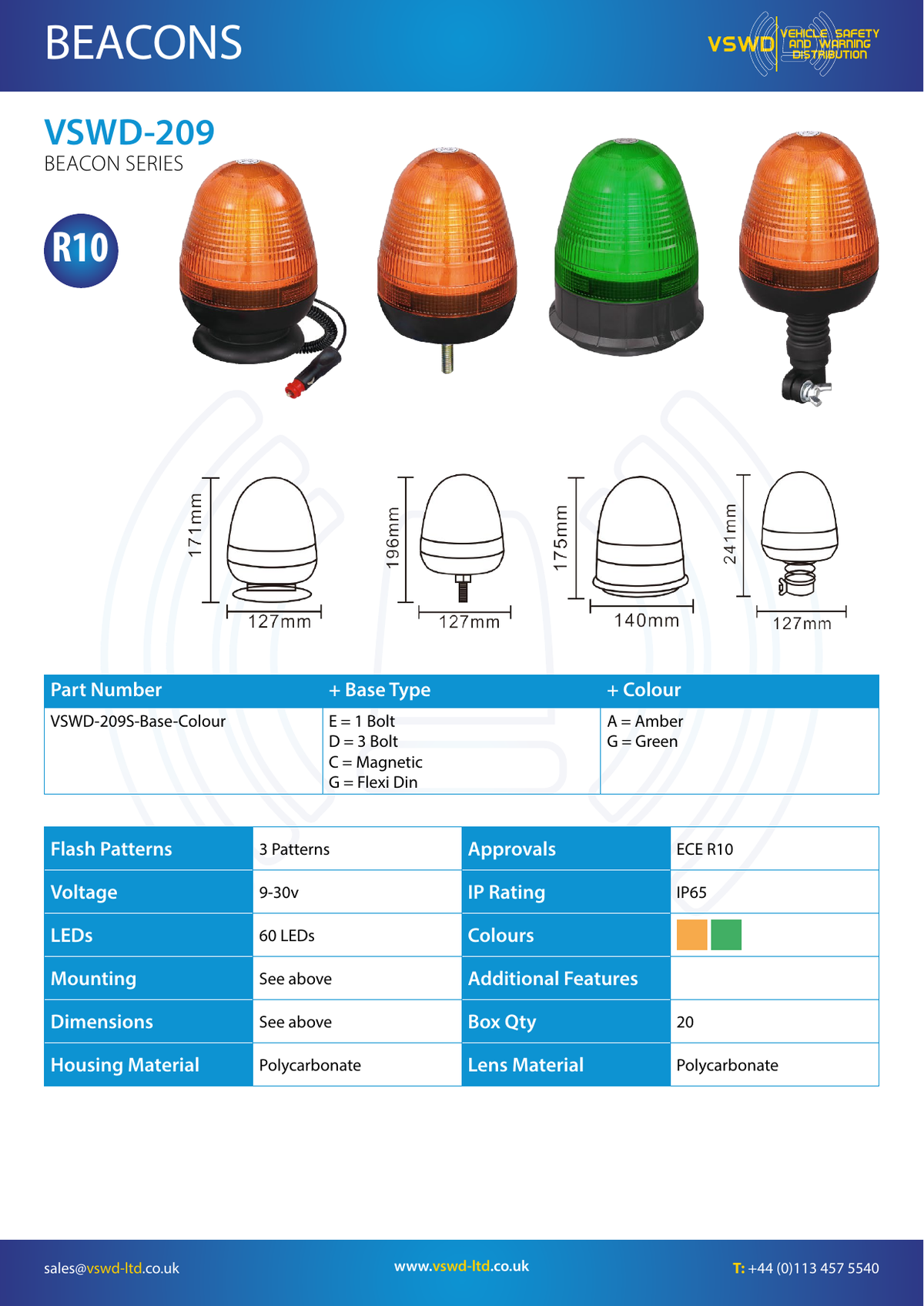 VSWD 209 Series LED Beacon - official product information