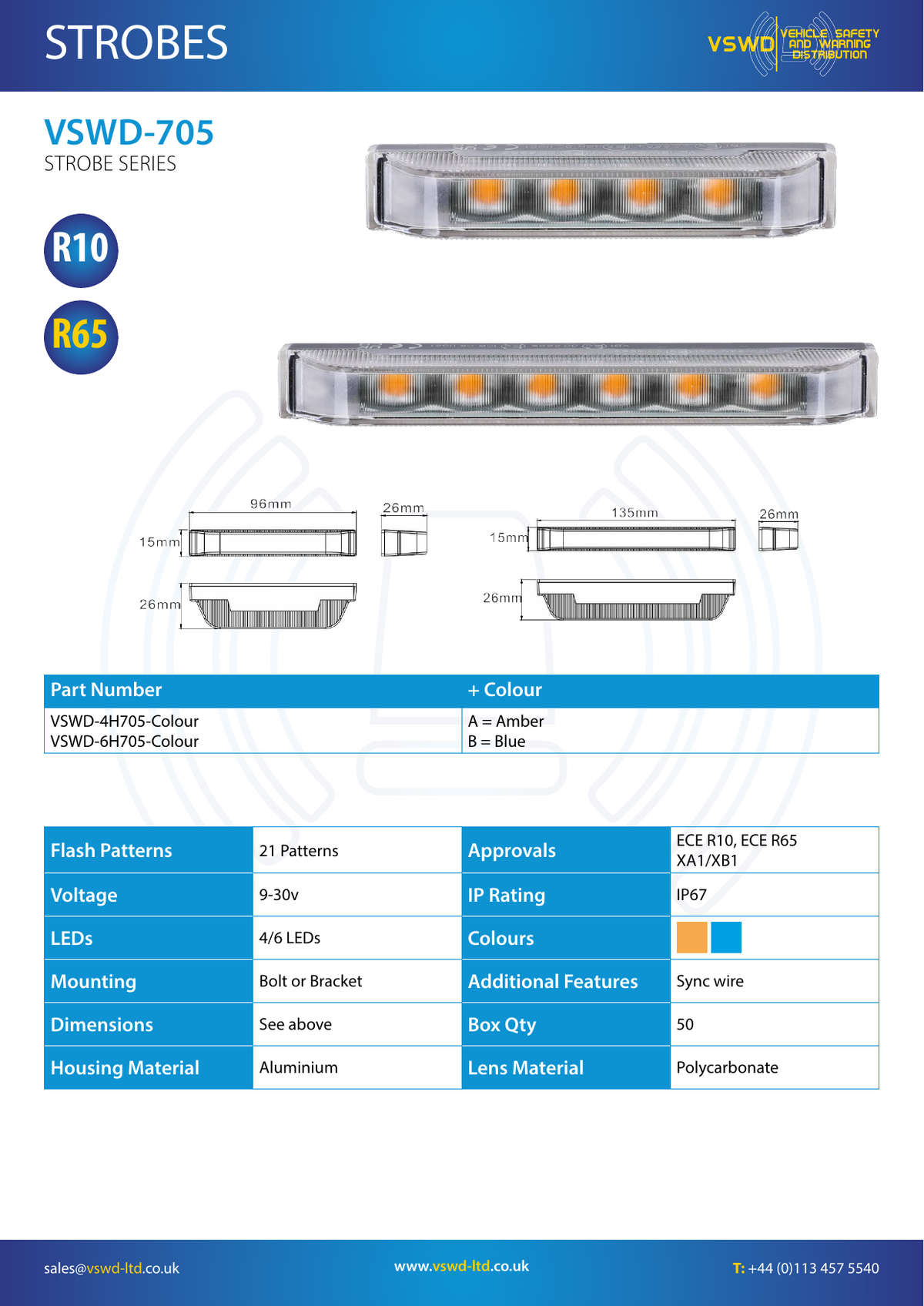 VSWD 705 Series LED Strobe - official product information