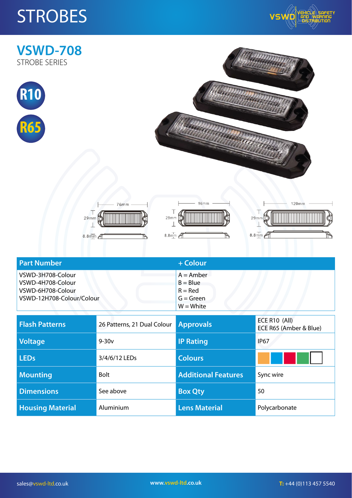 VSWD 708 12-LED Dual-Colour LED Strobe - official product information