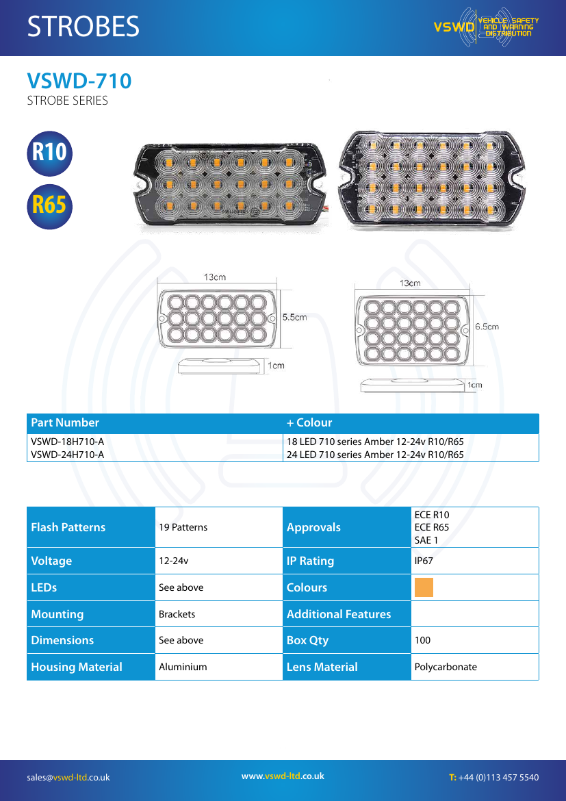 VSWD 710 Series amber LED strobes