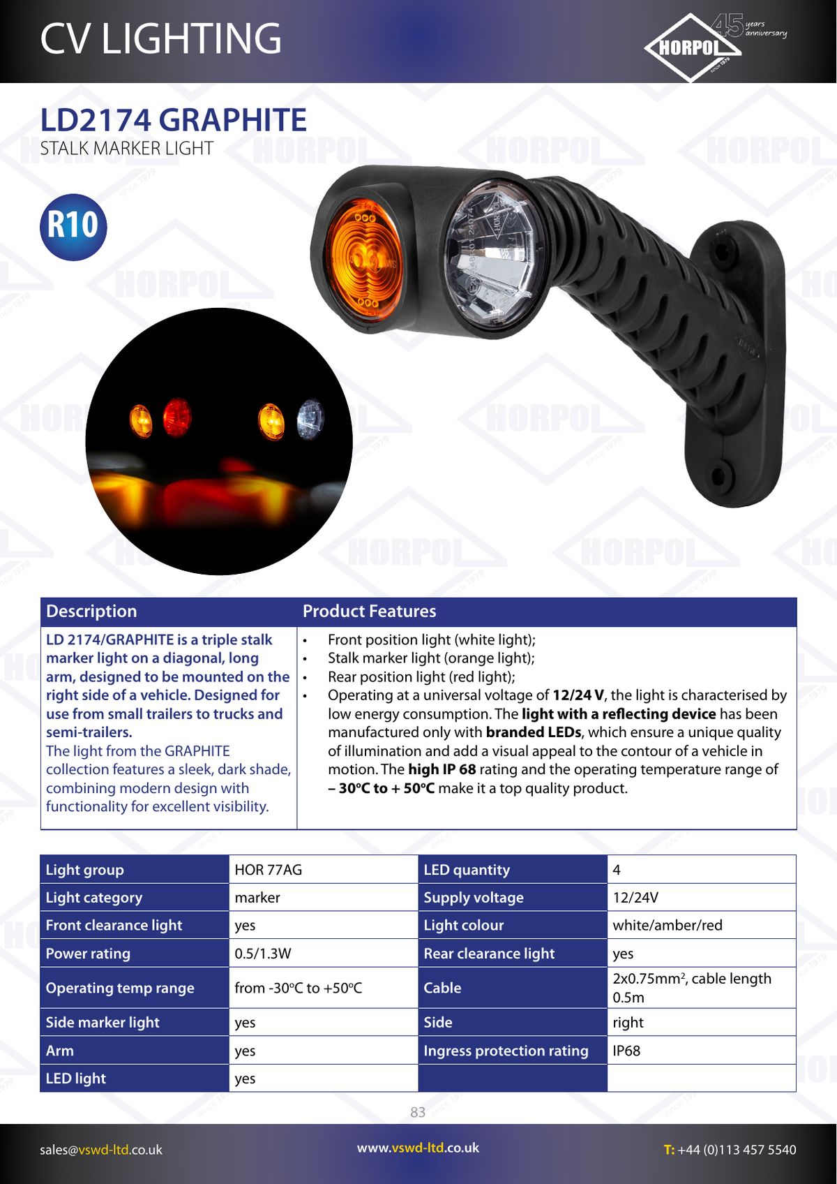 VSWD Graphite Triple LED Marker Lights - official product information