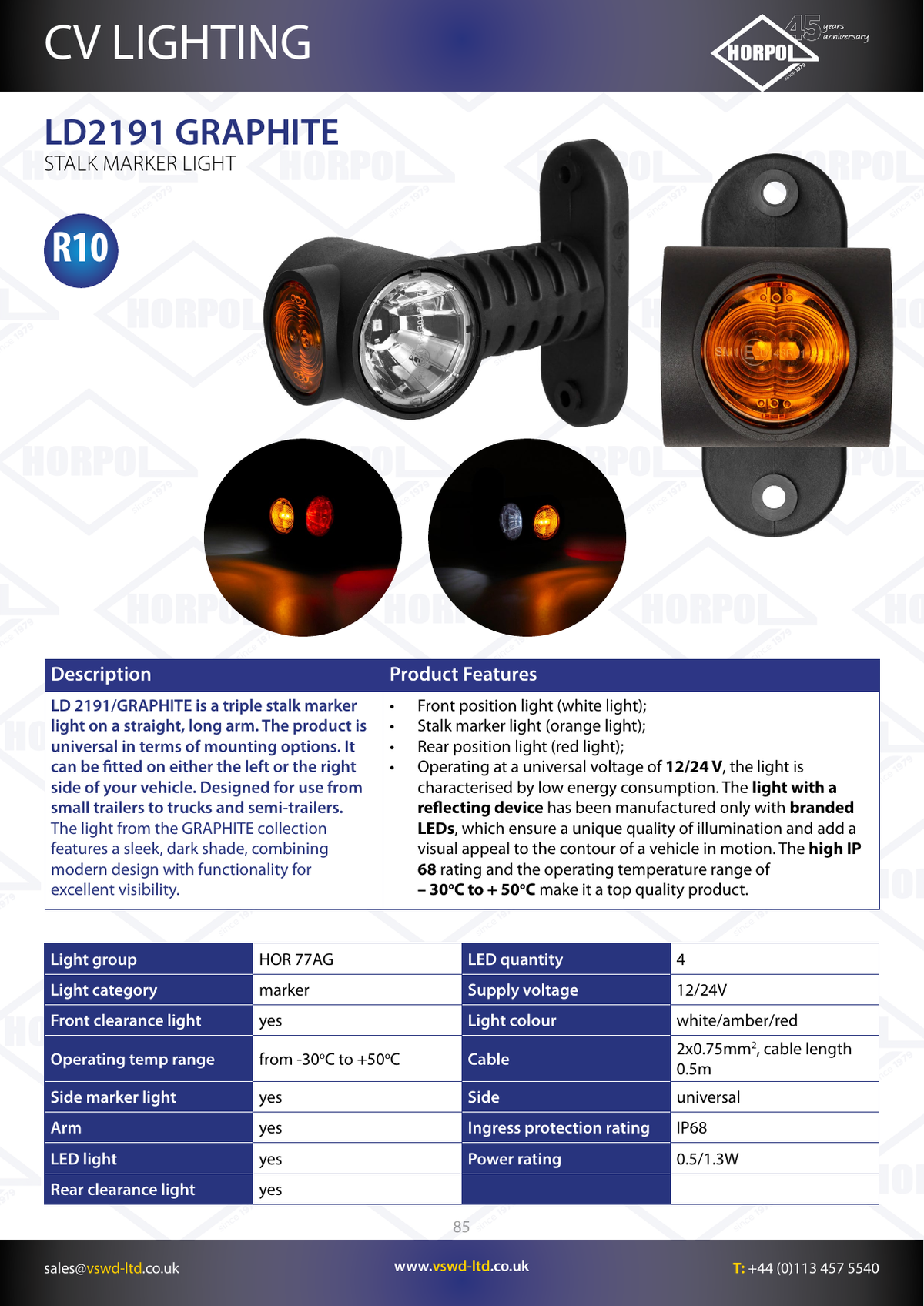 VSWD Graphite Triple LED Marker Lights - official product information