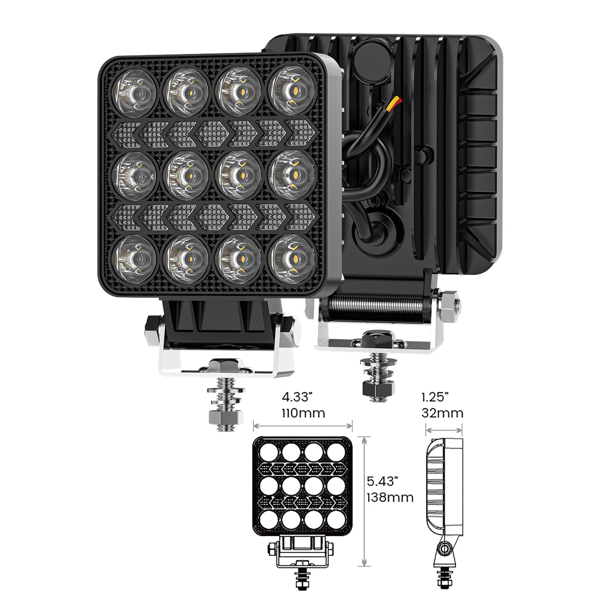 VSWD OR402 Odyssey 4-inch Square LED Off-Road Lamp with Position Light - 2000lm