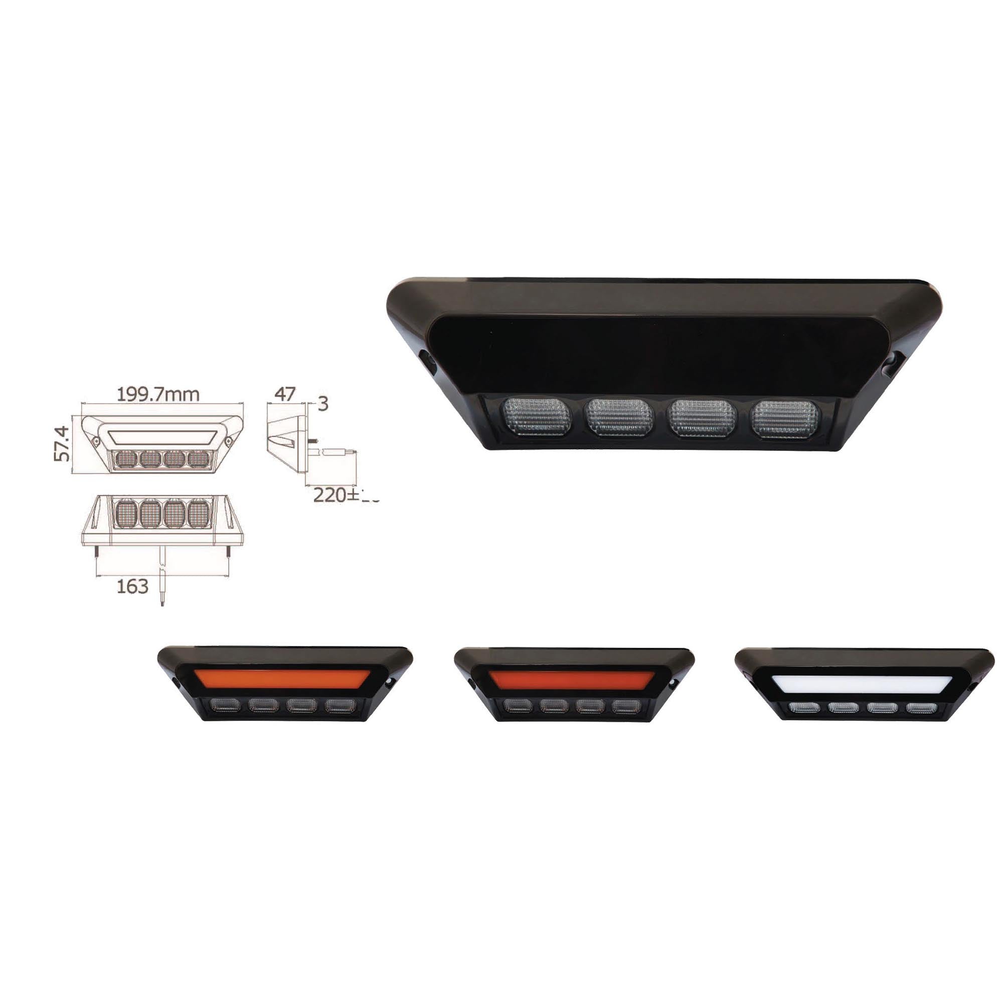 VSWD SL2800W-A 28W LED Scene Light with Amber Side Marker - 2800lm