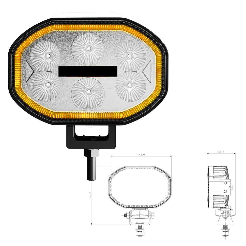 VSWD WL616-F dual-position 6000 lumen work lamp