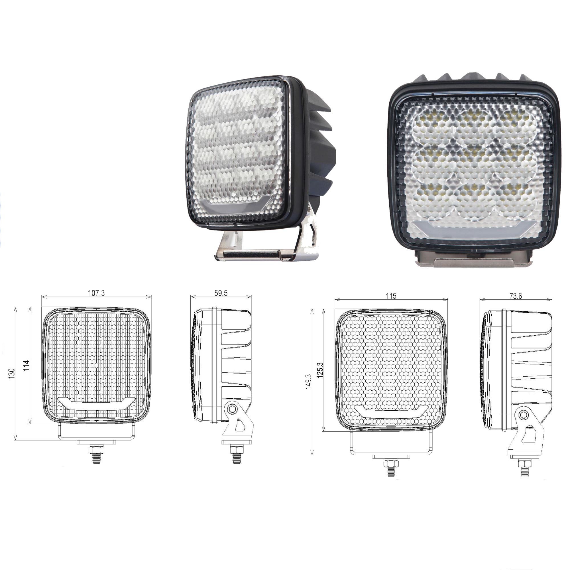 VSWD WL617-80-F 80W LED Flood Work Lamp with Position Light - 7000lm